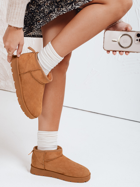 Śniegowce damskie na platformie kamelowe Dstreet ZY1074