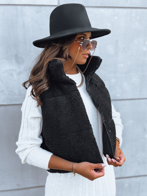 Kamizelka damska z kożuszkiem BEEWARM czarna Dstreet TY3845