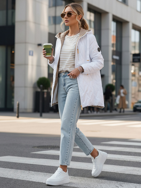 Kurtka damska pikowana przejściowa biała Dstreet TY5564