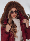 Kurtka zimowa damska pikowana z futerkiem STYLEBELLA czerwona Dstreet TY5008