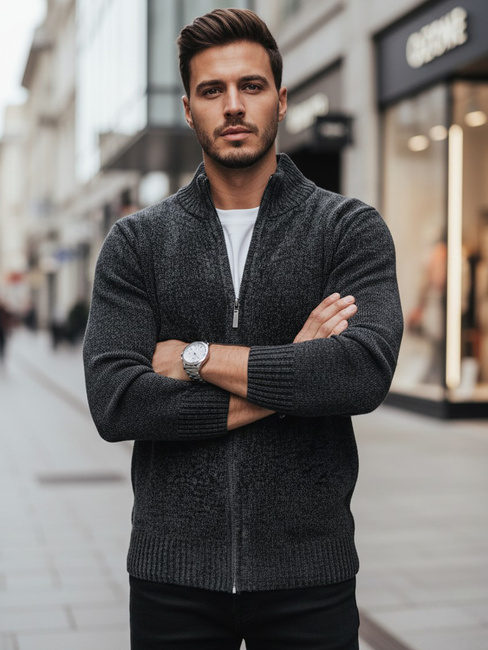 Sweter męski rozpinany ciemnoszary Dstreet WX2234