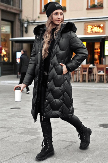 Kurtka damska pikowana długa WINTERACT czarna Dstreet TY4775