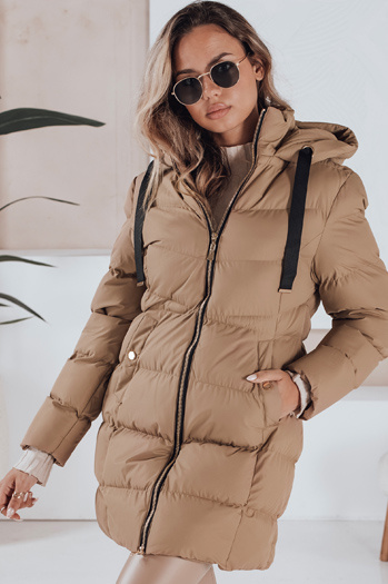 Kurtka damska zimowa z kapturem GABRIELLE ciemnobeżowa Dstreet TY4363