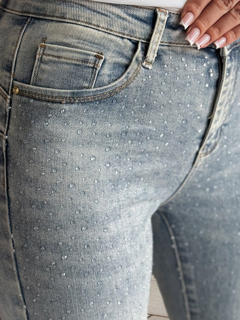 Spodnie damskie jeansowe skinny ze zdobieniem GLAMSKIN niebieskie Dstreet UY2441