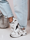 Sneakersy damskie na płaskiej podeszwie GLISSWALK srebne Dstreet ZY0616