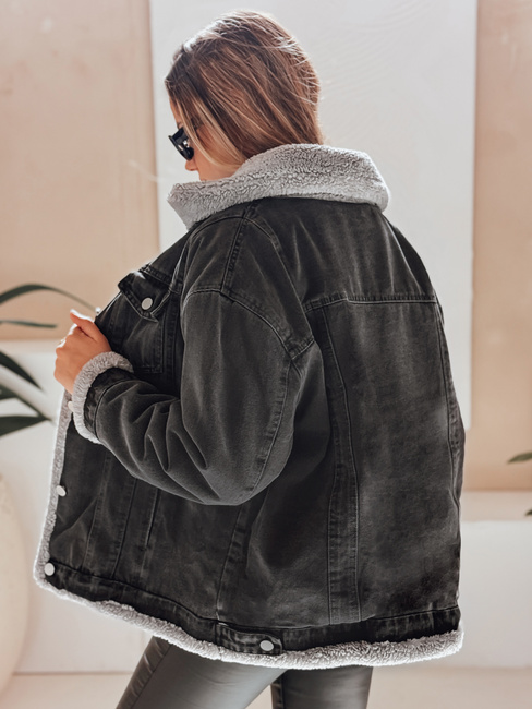 Kurtka zimowa damska jeansowa z kożuchem szara Dstreet TY5173