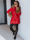 Kurtka damska zimowa pikowana z kapturem czerwona Dstreet TY5321