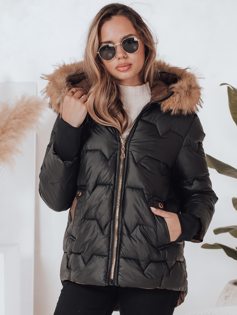 Kurtka damska zimowa SNOWMISS pikowana czarna z kapturem Dstreet TY4999