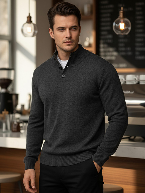 Sweter męski ze stójką grafitowy Dstreet WX2355