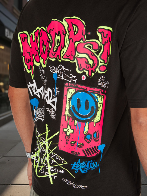 T-shirt męski z nadrukiem czarny Dstreet RX5645