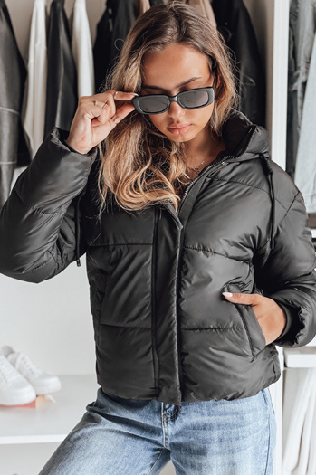 Kurtka zimowa damska SNOWLIKE pikowana z kapturem czarna Dstreet TY4930