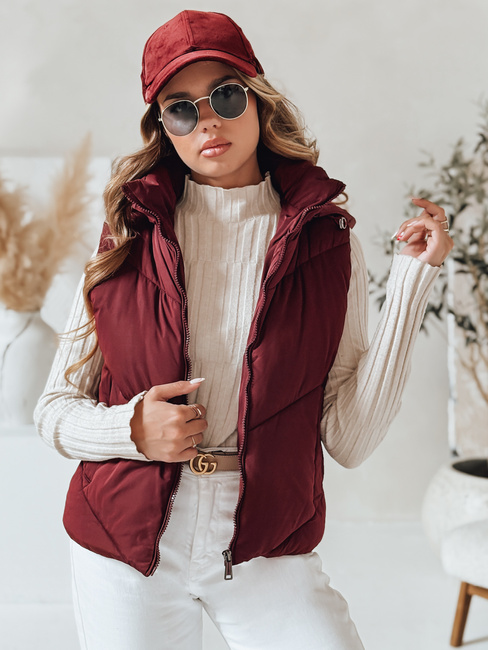 Kamizelka damska pikowana LIKEHUGS bordowa Dstreet TY4976
