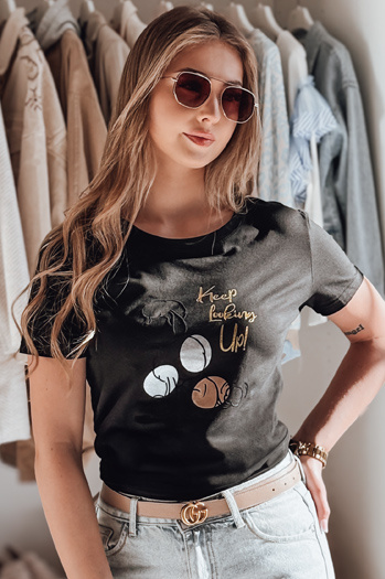 T-shirt damski z pudlem LUMIFITU czarny Dstreet RY2736