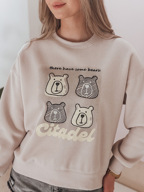 Bluza damska oversize z misiami MISOBEARS beżowa Dstreet BY1438