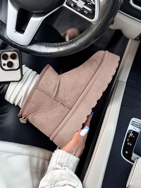 Śniegowce damskie na platformie beżowe BRINETTO Dstreet ZY0568