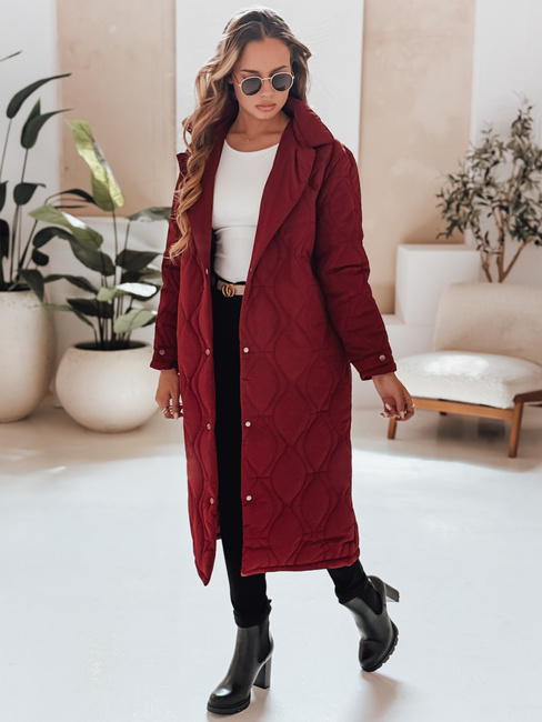 Płaszcz damski pikowany długi TRENDIFY bordowy Dstreet TY4940