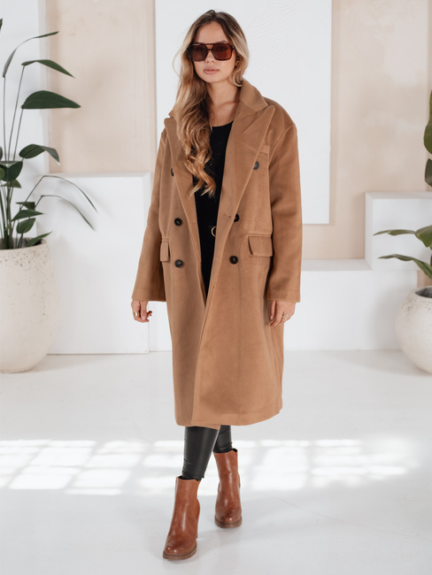 Płaszcz zimowy damski długi oversize kamelowy Dstreet NY0766