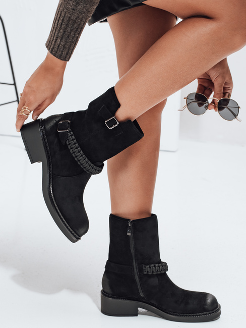 Botki damskie zamszowe czarne Dstreet ZY1032