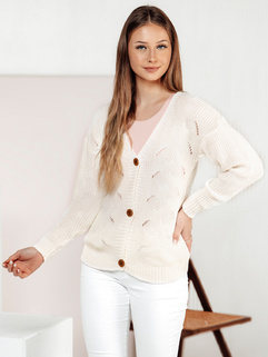 Sweter damski rozpinany KNITVIA ecru Dstreet MY2422_2