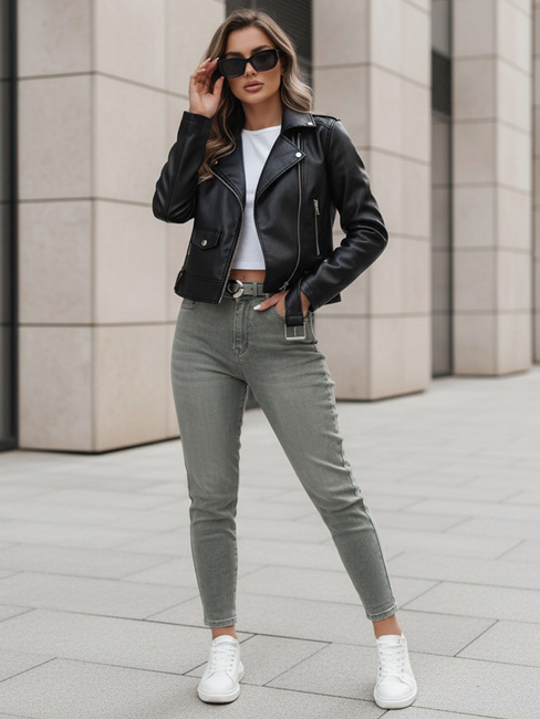 Spodnie damskie jeansowe slim fit z paskiem SLIMFIZ niebieskie Dstreet UY2494