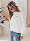 Bluza damska oversize z haftem serc MONLOVE biała Dstreet BY1507