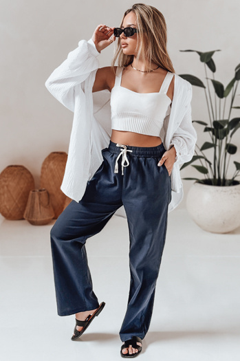 Spodnie damskie casualowe wide leg BOHO DAY granatowe Dstreet UY2649