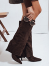 Kozaki damskie zamszowe z szeroką cholewką brązowe Dstreet ZY1043