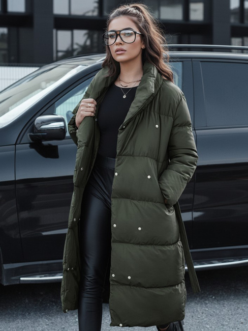 Płaszcz zimowy damski długi pikowany FAVI zielony Dstreet TY4576