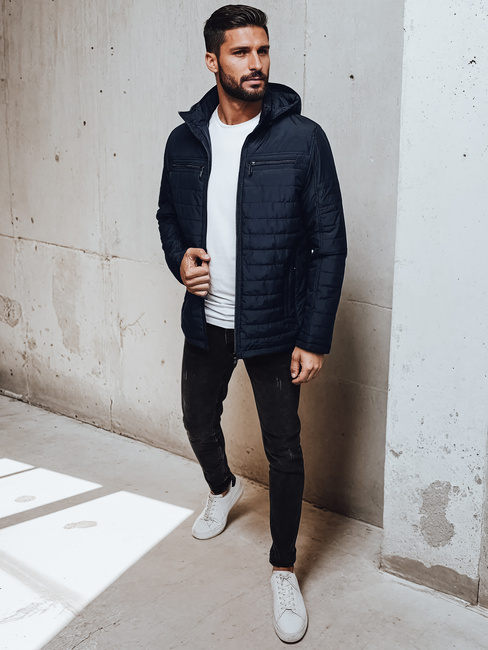 Kurtka męska pikowana z kapturem granatowa Dstreet TX4993