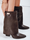 Botki damskie z szeroką cholewką brązowe Dstreet ZY1108