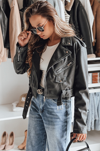 Kurtka skórzana damska ramoneska PALIGOR czarna Dstreet TY4160