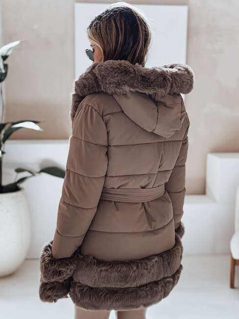 Kurtka damska zimowa CITYGLANCE z futerkiem brązowa Dstreet TY5048