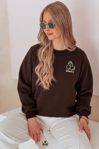 Bluza damska oversize z haftem CHERSOFT brązowa Dstreet BY1401