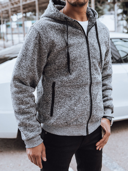Rozpinana bluza męska ocieplana jasnoszara Dstreet BX5596