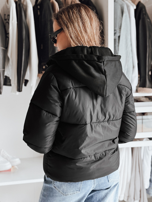 Kurtka damska krótka GLAMVO puchowa z kapturem czarna Dstreet TY4950