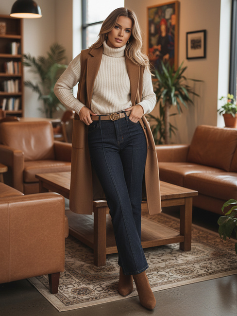 Spodnie damskie jeansowe straight leg CLASSIFIT granatowe Dstreet UY2665