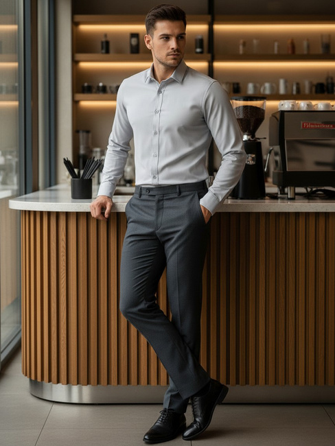 Koszula męska elegancka jasnoszara Dstreet DX2434