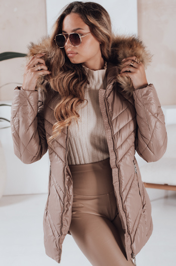 Kurtka zimowa damska pikowana SOLARIS cappuccino Dstreet TY4010