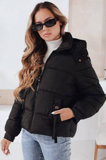 Kurtka zimowa damska pikowana z kapturem czarna Dstreet TY5064