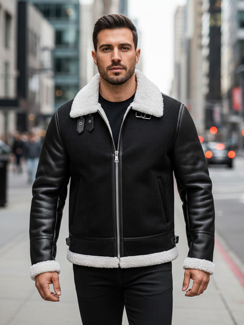 Kurtka męska skórzana czarna Dstreet TX5085