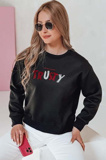 Bluza damska oversize z haftem SOFTRUS czarna Dstreet BY1408