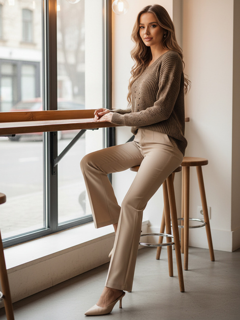 Sweter damski MONAVIA beżowy Dstreet MY2405