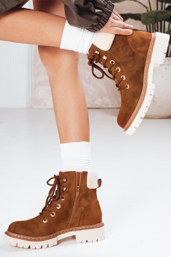 Trapery damskie ocieplane kamelowe Dstreet ZY1290