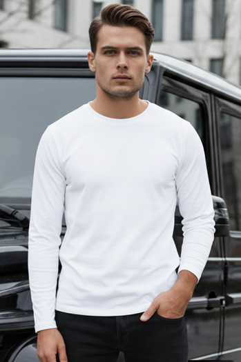 Longsleeve męski biały Dstreet LX0579