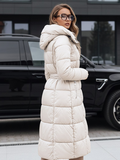 Kurtka damska zimowa pikowana z kapturem biała Dstreet TY5491