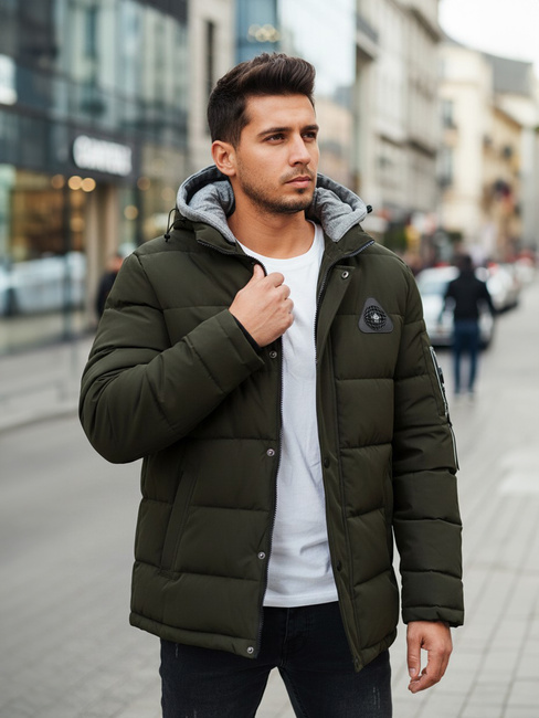 Kurtka męska zimowa z kapturem zielona Dstreet TX5092