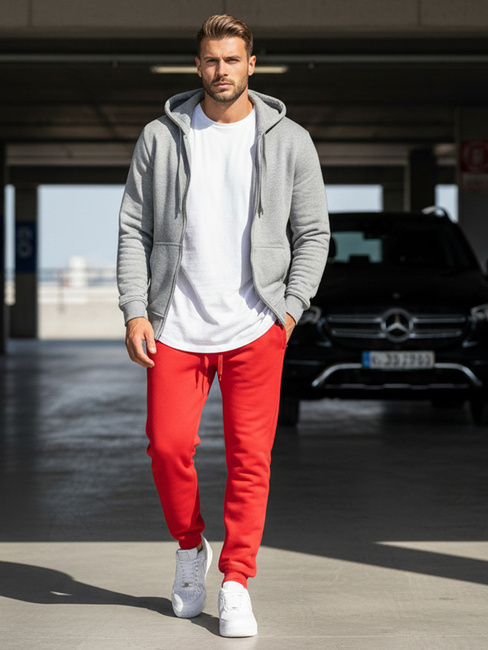 Spodnie męskie dresowe czerwone Dstreet UX2708