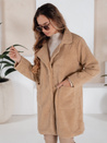 Płaszcz zimowy damski teddy futrzany beżowy Dstreet NY0757