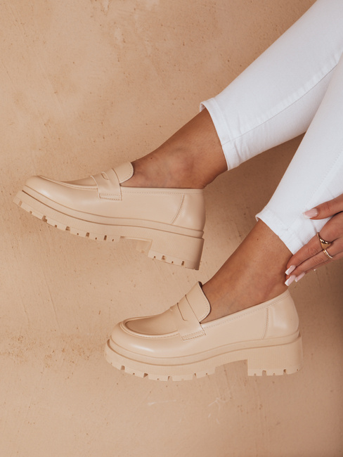 Mokasyny damskie na platformie TORINO beżowe Dstreet ZY0777