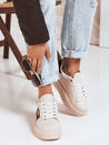 Sneakersy damskie na platformie beżowe Dstreet ZY1057